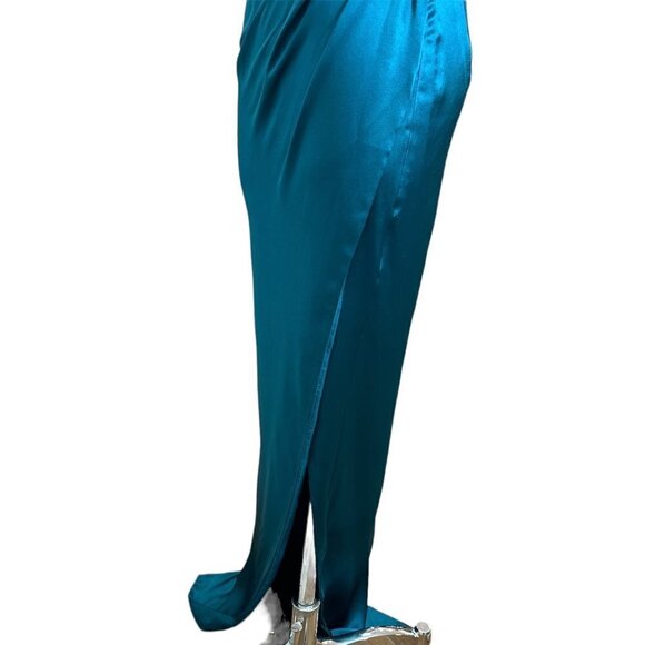 THE SEI Womens Halter Cowl Gown in Lagoon 2 New Long Maxi Satin Dress - Picture 11 of 17